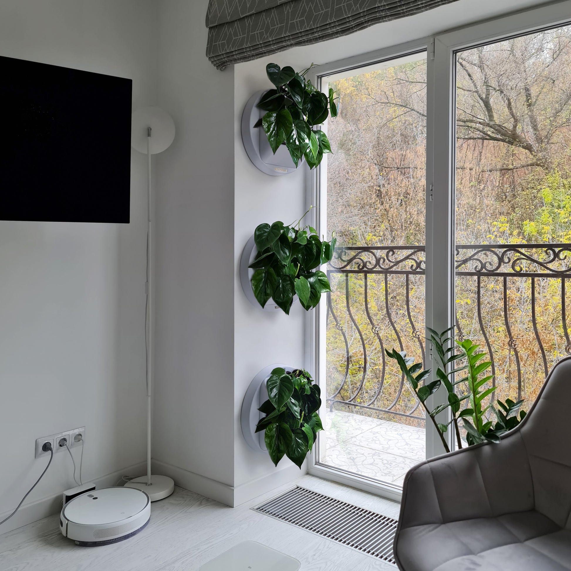 wall mounted house plants BOXSAND-4 Vertical Wall Planter with 4 Pots – Modern Wall Mounted Indoor/Outdoor Planter for Herbs & Plants, Vertical Garden Wall Decor for Home,