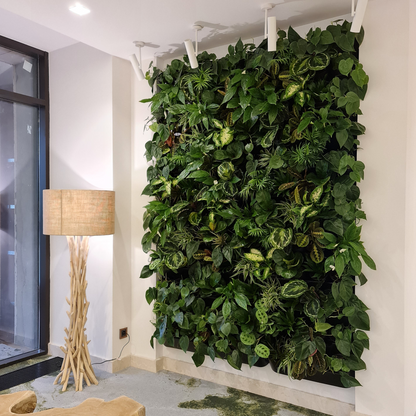 BOXSAND-36 Wall Planter, Vertical Wall Planter (24"x74") (Black) for 36 Plants  + Black Round Pots