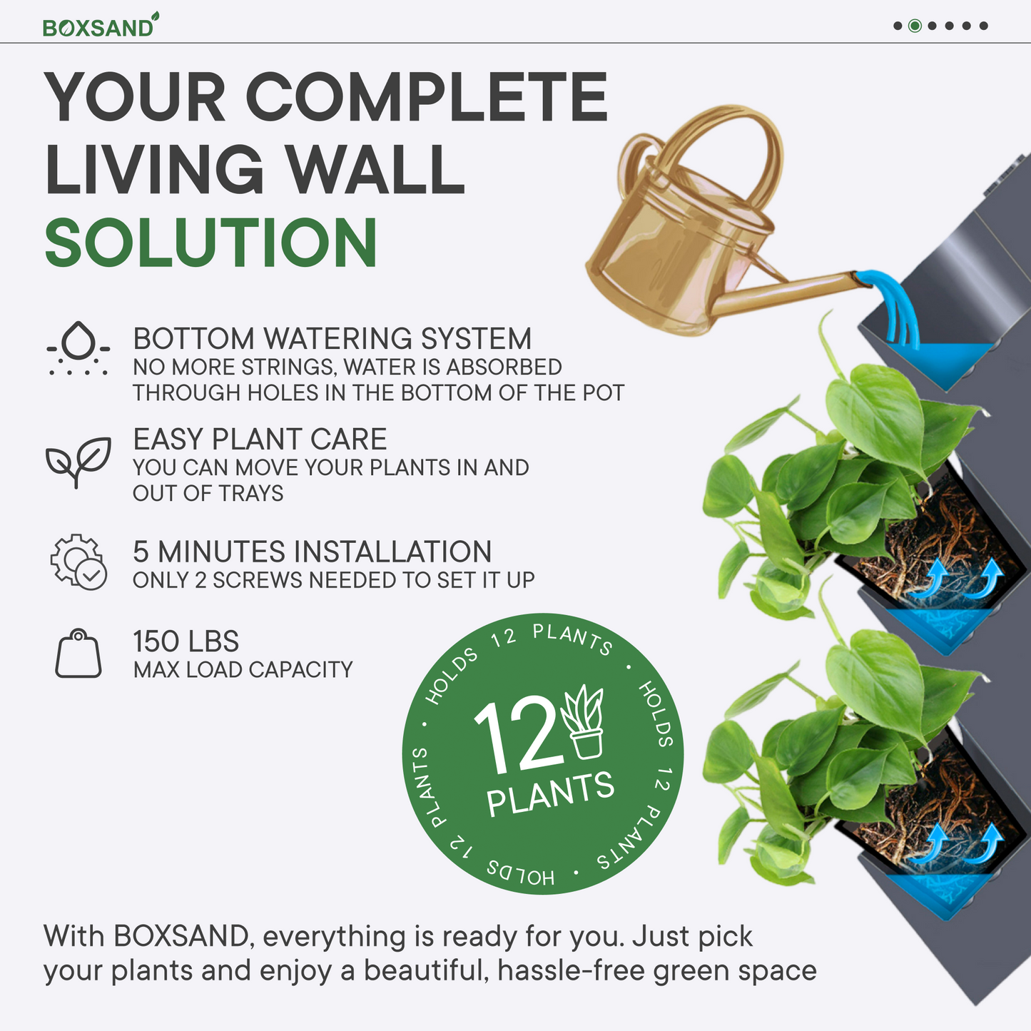 BOXSAND-12 Vertical Planter for 12 plants (24"x26") White Color