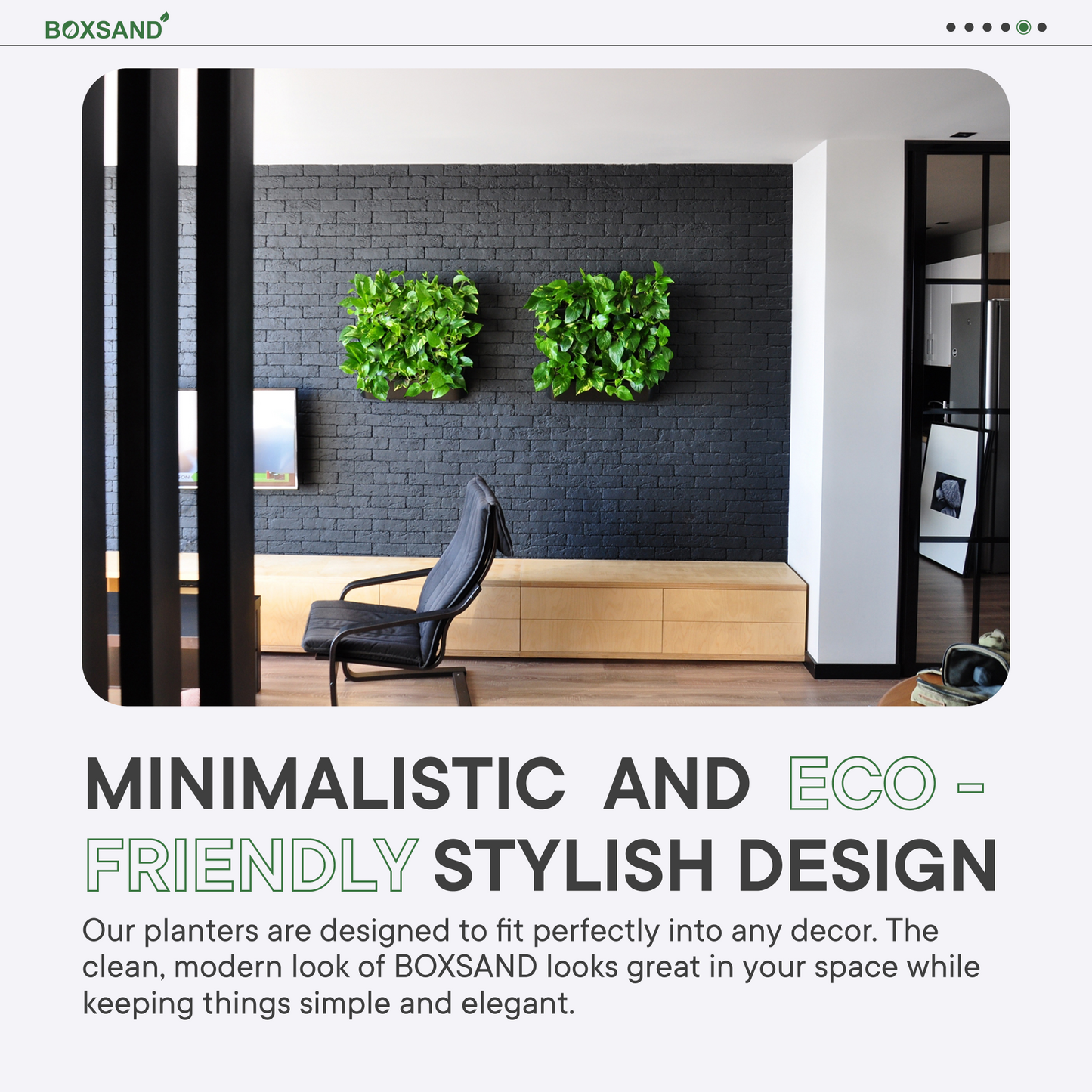 BOXSAND-36 Wall Planter, Vertical Wall Planter (24"x74") (Black) for 36 Plants  + Black Round Pots