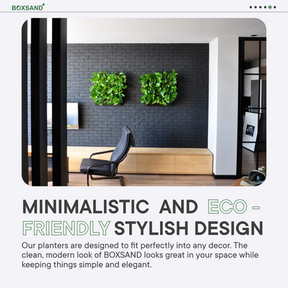 BOXSAND-36 Wall Planter, Vertical Wall Planter (24"x74") (Black) for 36 Plants  + Black Round Pots