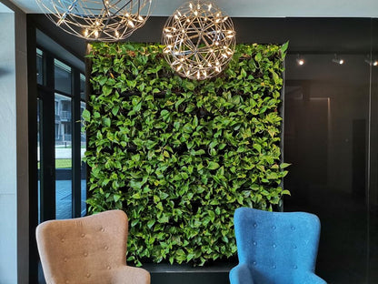 BOXSAND-24 Wall Planter, Living Wall (24"x50") - 24 Plants (White) + Black Round Pots