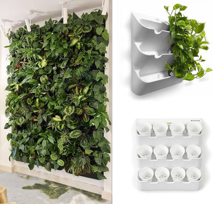 BOXSAND-12 Vertical Wall Planter for 12 Plants – Indoor/Outdoor Living Wall, Space-Saving Vertical Garden System, Easy 2-Screw Install (White, 24"x26", no pots)